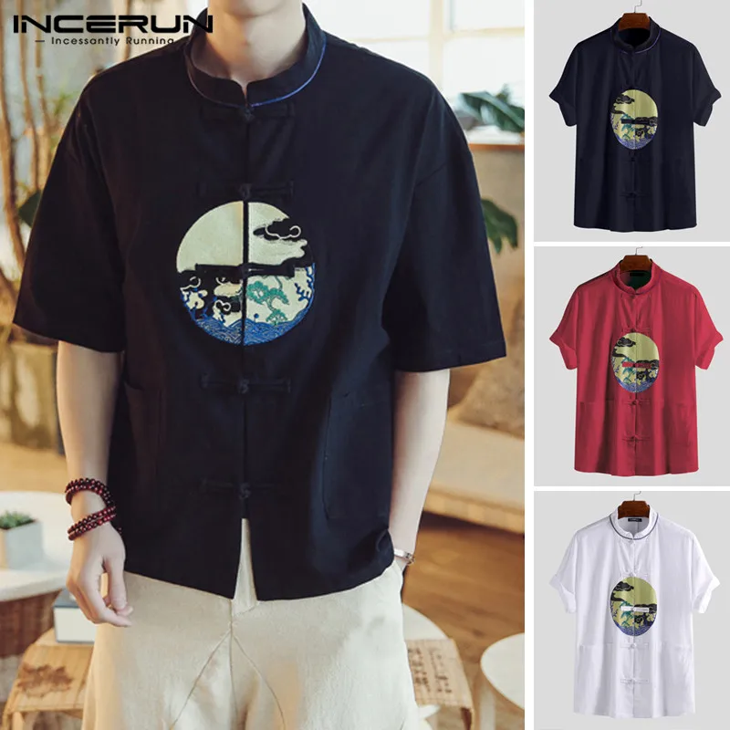 Chinese Style Cotton Mens Shirt Print Retro Button Short Sleeve Stand Collar Tops Kung Fu Casual Shirts Men Camisa INCERUN 2019
Chinese Style Cotton Mens Shirt Print Retro Button Short Sleeve Stand Collar Tops Kung Fu Casual Shirts Men Camisa INCERUN 2019