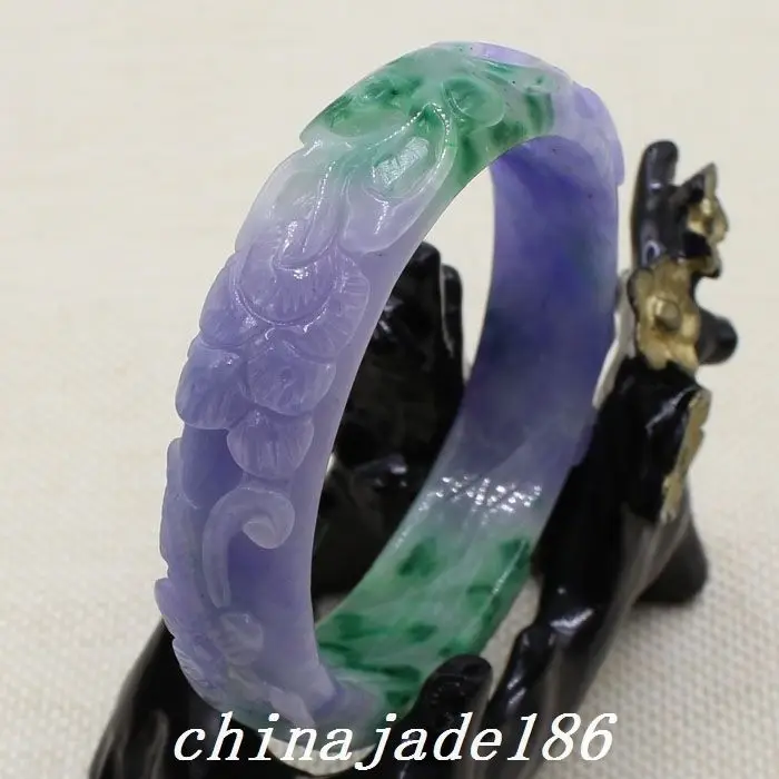 60mm Chinese Hand-carved Lavender Purple Green Jadeite Jade Bracelet Bangle 2008
60mm Chinese Hand-carved Lavender Purple Green Jadeite Jade Bracelet Bangle 2008