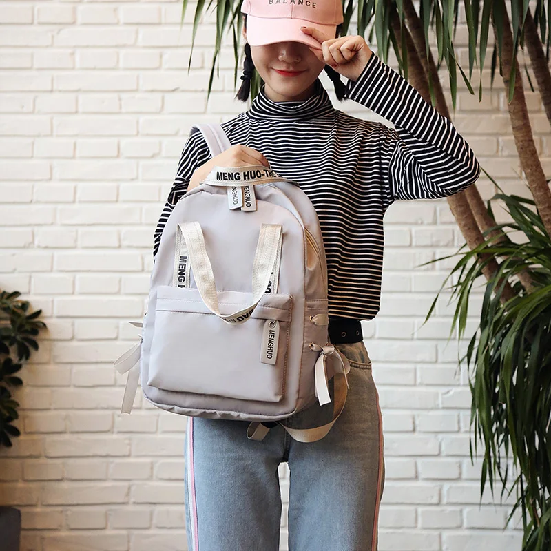 Menghuo Large Capacity Backpack Women Preppy School Bags For Teenagers Female Nylon Travel Bags Girls Bowknot Backpack Mochilas (26)