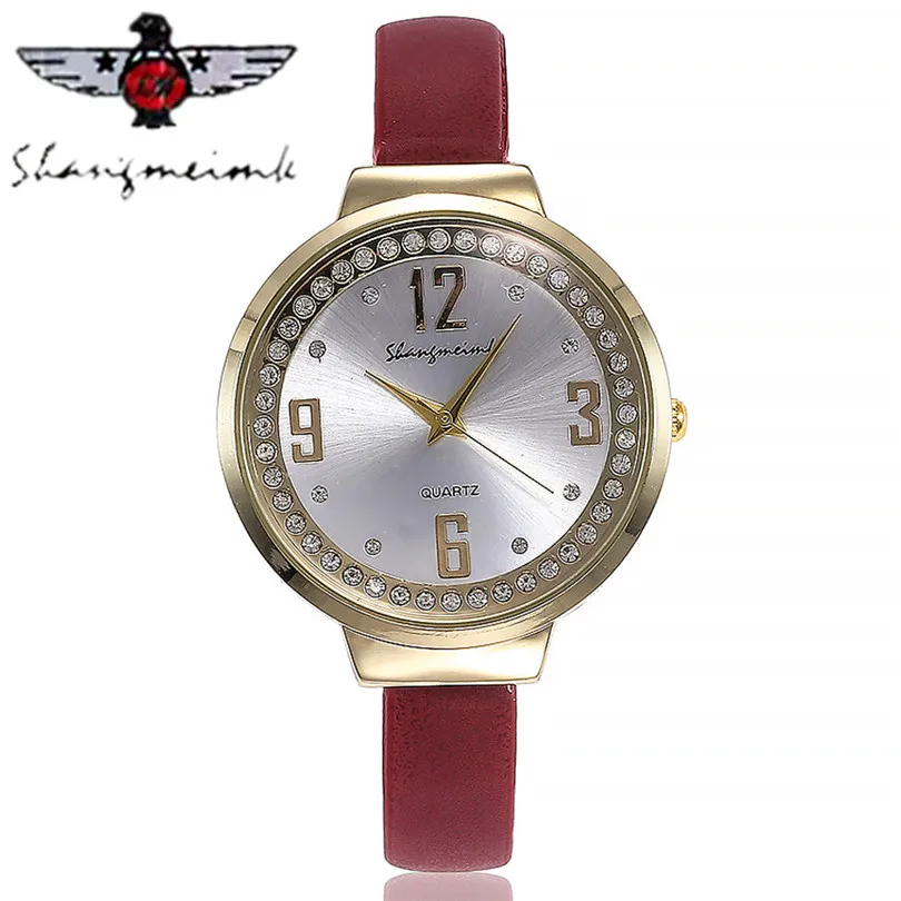 2018 Popular Woman Watch CMK bayan saat Leather Diamond Female Crystal Stainless Steel Wrist montre femme | Наручные часы