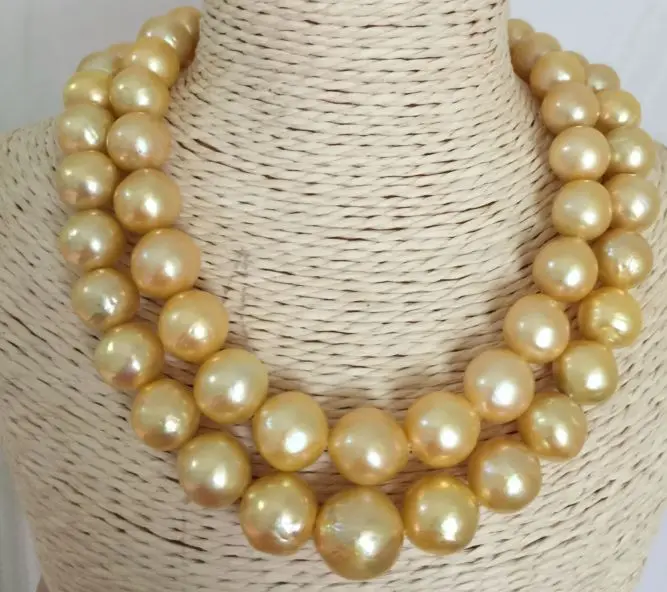 double strands 11-14mm south sea natural gold baroque pearl necklace 38inch 925silver
double strands 11-14mm south sea natural gold baroque pearl necklace 38inch 925silver