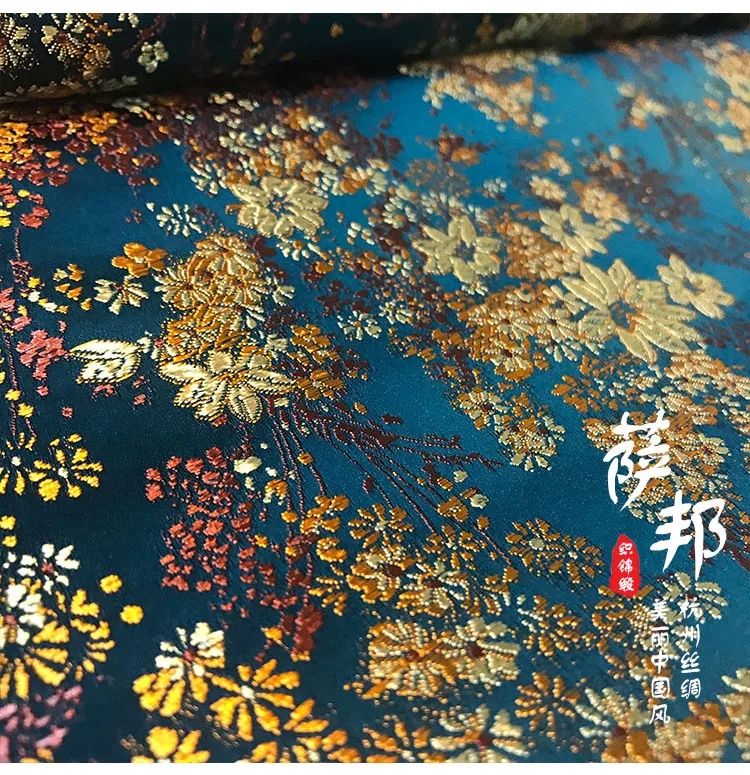 Cyan gold flowers satin fabric imitate silk Brocade Fabric Damask Jacquard Apparel Costume Upholstery Furnishing tissu 72*50cm
Cyan gold flowers satin fabric imitate silk Brocade Fabric Damask Jacquard Apparel Costume Upholstery Furnishing tissu 72*50cm