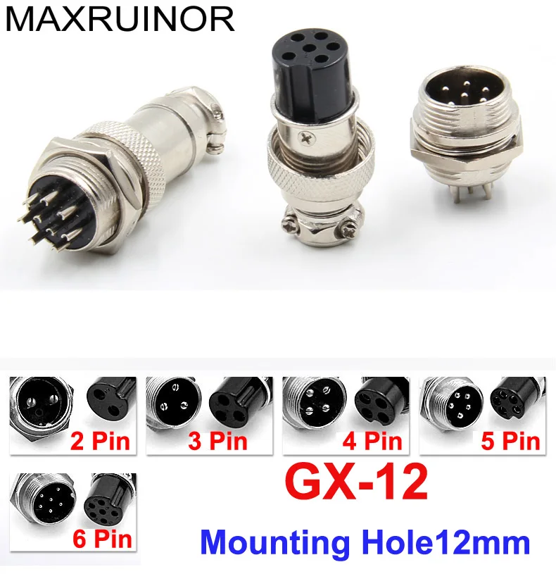 

2 set x XLR 2/3/4/5/6 Pin 12mm Audio Cable Connector Chassis Mount Circular Aviation Connector Socket Plug