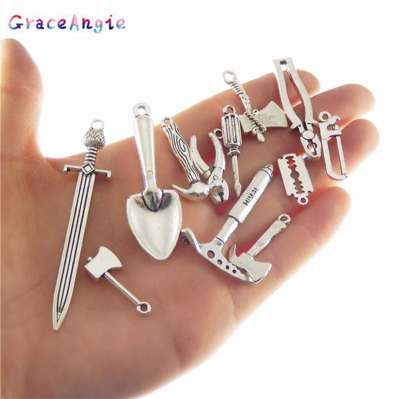 GraceAngie 12Pcs Mixed Shovel plier Charms Sword Ax hammer Jewelry Finding Handmade DIY Necklace Pendant Crafts Earring Bracelet
GraceAngie 12Pcs Mixed Shovel plier Charms Sword Ax hammer Jewelry Finding Handmade DIY Necklace Pendant Crafts Earring Bracelet