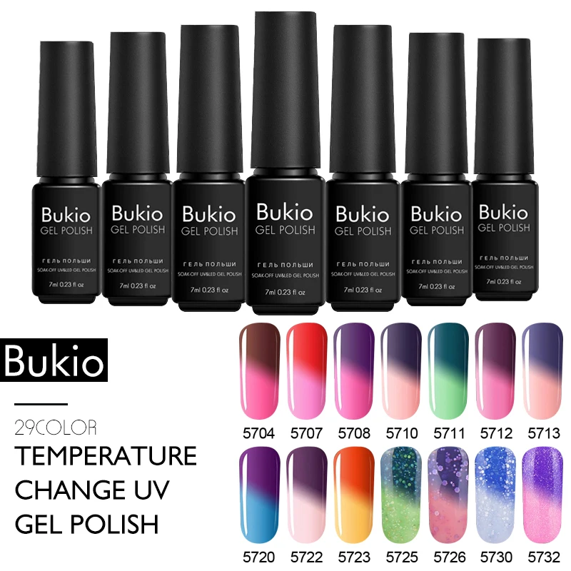 Bukio Thermal Gel Lacquer Nails Accessories Temperature Change Nail Gel Polish Uv Lamp Permanent Enamels Nail Art Gel Varnish
Bukio Thermal Gel Lacquer Nails Accessories Temperature Change Nail Gel Polish Uv Lamp Permanent Enamels Nail Art Gel Varnish