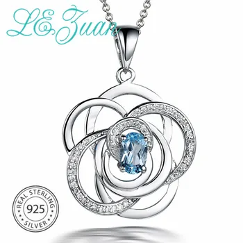 L&zuan 925 Sterling Silver Natural 0.64ct Topaz Blue Gemstone Flower Pendant Jewelry For Princess Wedding Christmas Gift
L&zuan 925 Sterling Silver Natural 0.64ct Topaz Blue Gemstone Flower Pendant Jewelry For Princess Wedding Christmas Gift