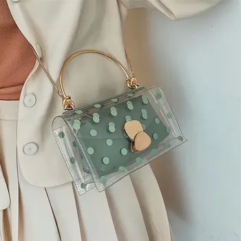 2019 Fashion Transparent Crossbody Women Beach Chain Shoulder Bag Jelly Crystal Dot Tote Sweet Lady PVC Clear Composite bag