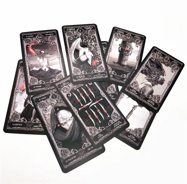 78 cards/set Dark tarot cards decks English Spanish French German version mystery divination card game for women board game
78 cards/set Dark tarot cards decks English Spanish French German version mystery divination card game for women board game