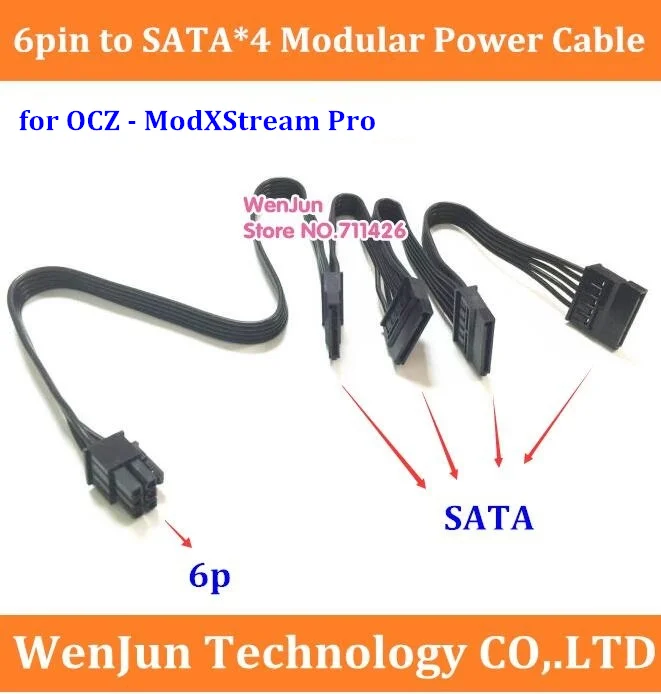 

NEW 6Pin Male 1 to 4 SATA Modular Power Supply Adapter Cable For OCZ - ModXStream Pro 600W 80+ Certified Semi-Modular ATX