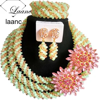 Big Chunky Crystal African Necklace Set Beads Mint Green Peach Women Costume Jewelry Set For Nigerian Wedding AL162 
Big Chunky Crystal African Necklace Set Beads Mint Green Peach Women Costume Jewelry Set For Nigerian Wedding AL162