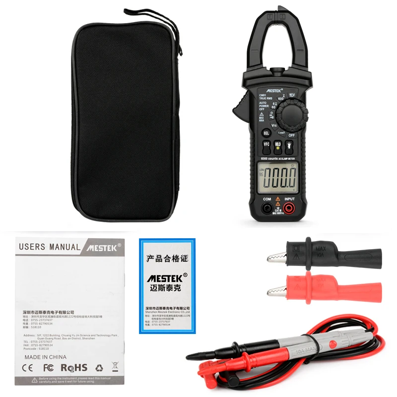 MESTEK CM81 6000 Counts Digital Clamp Meter Multimeter Current Pincers AC/DC Voltage Resistance Tester Measuring Diagnostic-Tool
MESTEK CM81 6000 Counts Digital Clamp Meter Multimeter Current Pincers AC/DC Voltage Resistance Tester Measuring Diagnostic-Tool