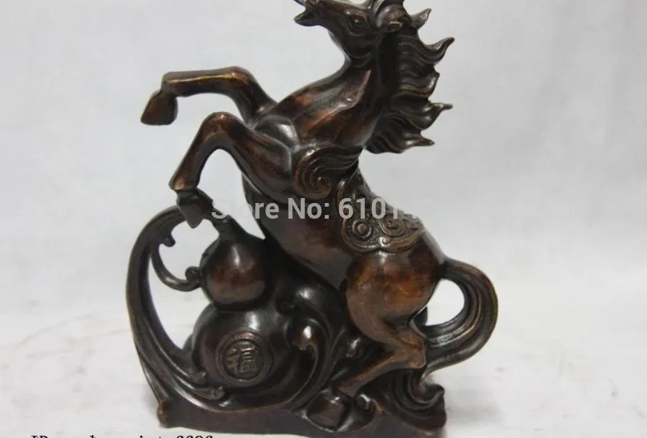 Chinese Folk Copper Bronze Feng Shui Auspicious Wealth Gourd Horse Steed Statue 
Chinese Folk Copper Bronze Feng Shui Auspicious Wealth Gourd Horse Steed Statue