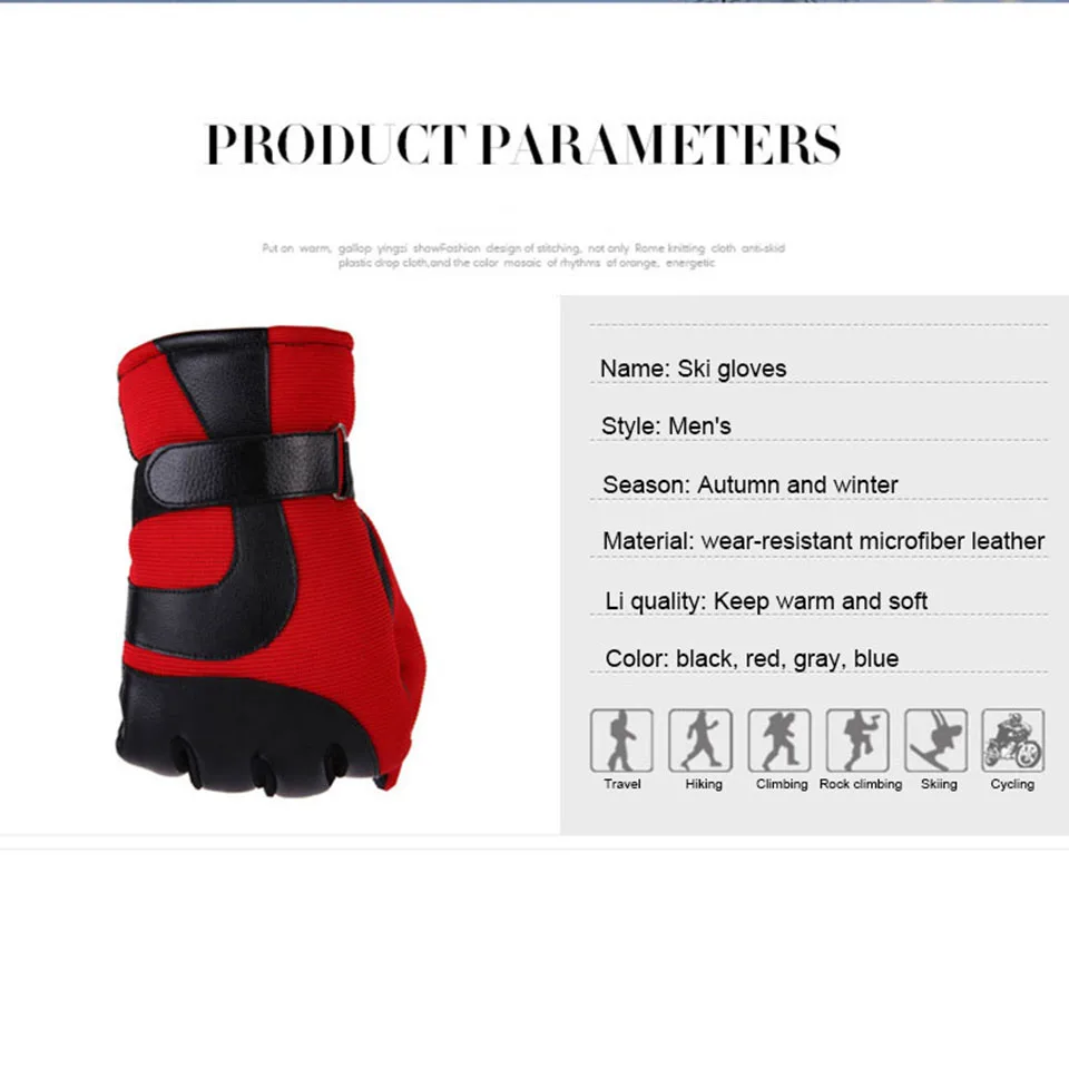 Winter Touch Screen Mens Sports Gloves Ski Snowboarding Thermal Waterproof Windproof Motorcycle