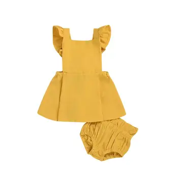 Hot Sales Toddler Baby Girl Clothes set Short Sleeve dress + shorts 2PC Outfits Children Suit Set Yellow colour
Hot Sales Toddler Baby Girl Clothes set Short Sleeve dress + shorts 2PC Outfits Children Suit Set Yellow colour