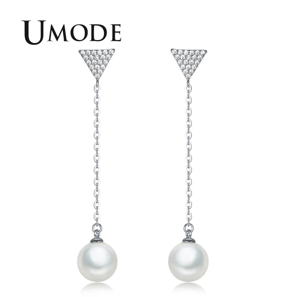 UMODE Fashion Triangle Drop Earrings for Women With Pearl and CZ Crystal White Gold Color 2018 New Pendients Mujer Moda AUE0359
UMODE Fashion Triangle Drop Earrings for Women With Pearl and CZ Crystal White Gold Color 2018 New Pendients Mujer Moda AUE0359