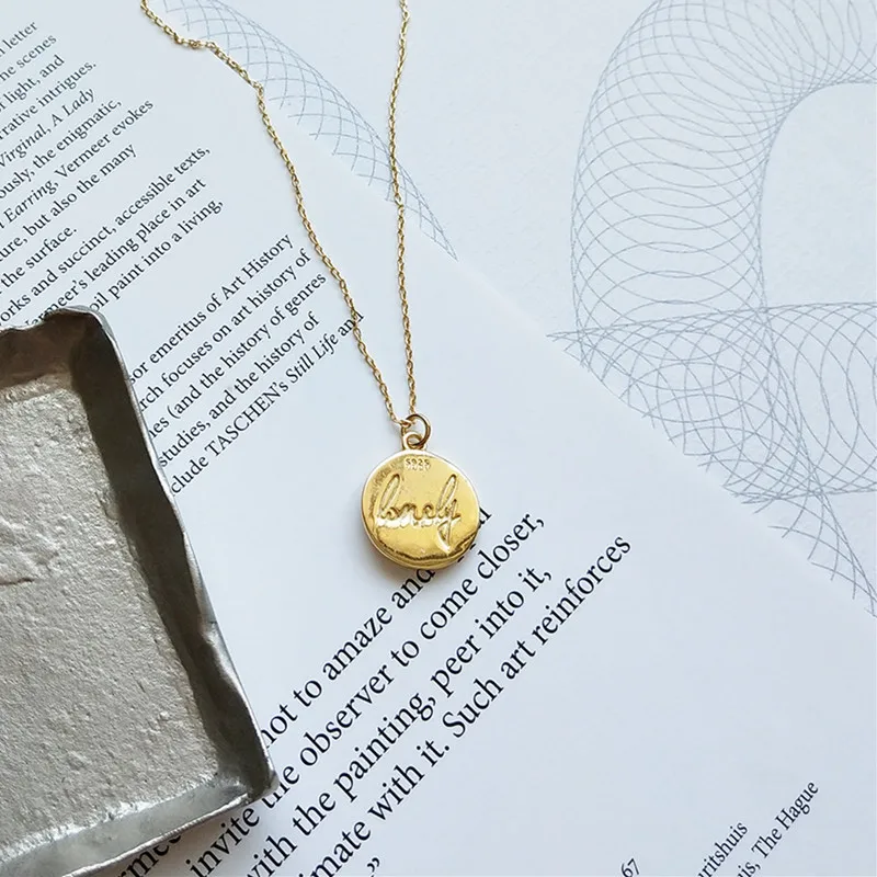 lBLS 925 Sterling Silver Necklaces Pendants in Real Silver Necklace Women Figure Gold Vintage Coin Long Necklace Silver Jewelry (5)