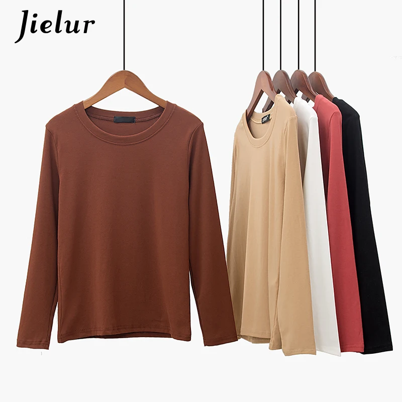 Jielur Long Sleeve Female Tshirt Autumn Korean Style Women's T-shirt Solid Kpop Leisure Girls Tee Shirt Harajuku Basic T Shirts
Jielur Long Sleeve Female Tshirt Autumn Korean Style Women's T-shirt Solid Kpop Leisure Girls Tee Shirt Harajuku Basic T Shirts