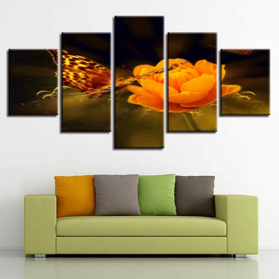 Paintings Framework Modular HD Print 5 Pieces Posters Yellow Flowers And Butterflies Canvas Pictures Wall Art Decor Home Bedroom
Paintings Framework Modular HD Print 5 Pieces Posters Yellow Flowers And Butterflies Canvas Pictures Wall Art Decor Home Bedroom