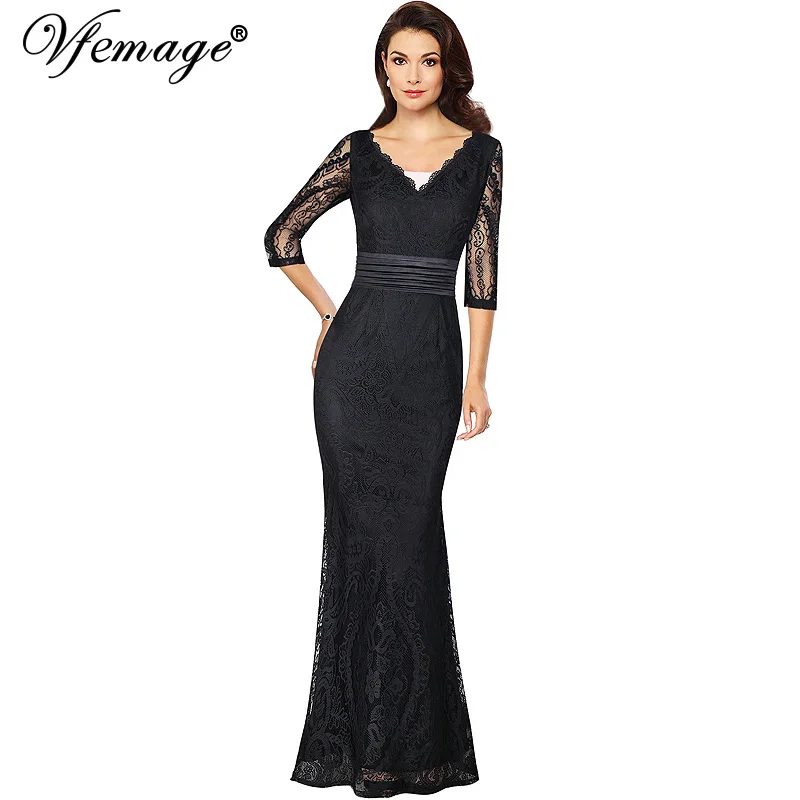 Vfemage Womens Vintage Full Floral Lace Sexy V Neck Ruched Formal Evening Gown Wedding Party Mother of Bride Maxi Long Dress 031
Vfemage Womens Vintage Full Floral Lace Sexy V Neck Ruched Formal Evening Gown Wedding Party Mother of Bride Maxi Long Dress 031
