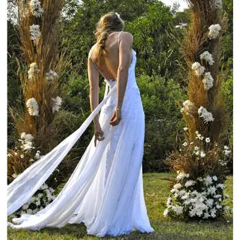 Vestido de Noiva Backless Chiffon Lace Summer Bridal Dress High Quality Bridal Dress Robe De Mariee
Vestido de Noiva Backless Chiffon Lace Summer Bridal Dress High Quality Bridal Dress Robe De Mariee