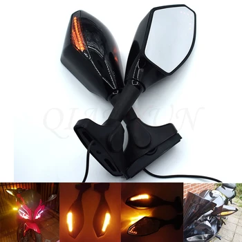 Universal Motorcycle Rear View Side Wing Mirrors w/ LED Turn Signal Light FOR BMW R1200gs R1200GS K1600 K1300 K1200R K1200S