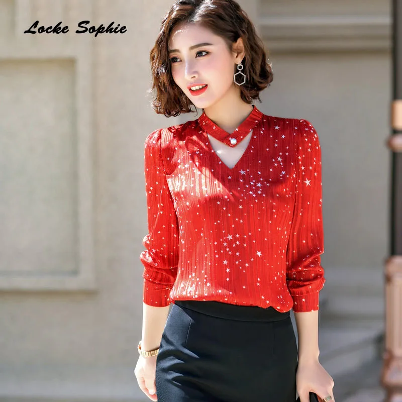 Ladies Plus size blouses tops 2019 Summer cotton blend Sequins Splicing stripe Long sleeves Primer shirts women's Skinny |