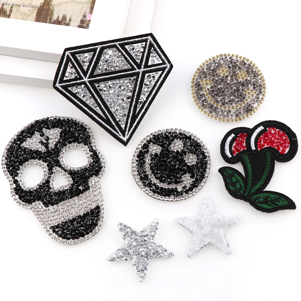 With Rhinestones Star Skeleton Iron On Patches Stripes For Clothes DIY Embroidered Patch Applique Badges Clothing T Shirt Crafts
With Rhinestones Star Skeleton Iron On Patches Stripes For Clothes DIY Embroidered Patch Applique Badges Clothing T Shirt Crafts