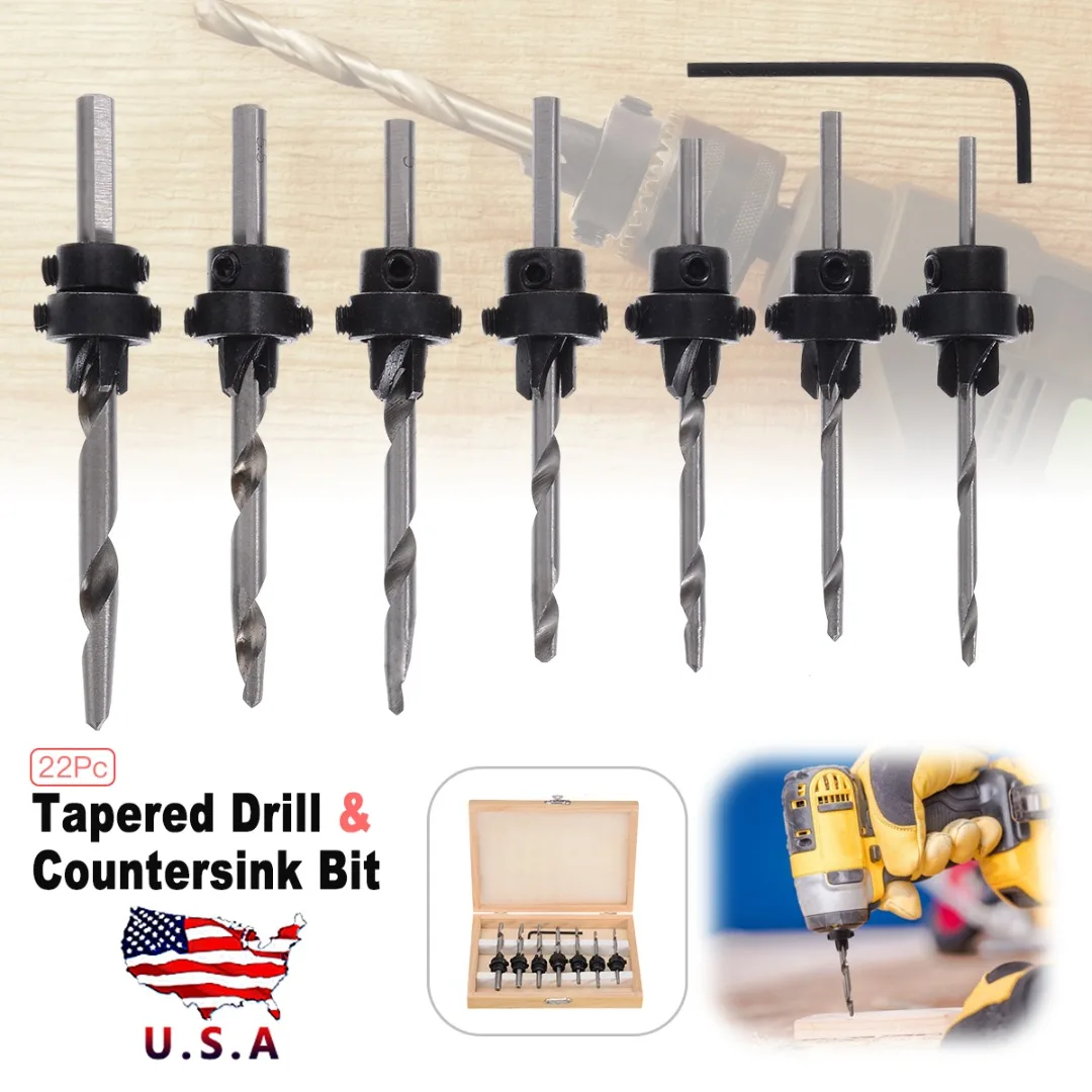 22Pcs Profession Woodworking Tool Tapered Drill & Countersink Bit Screw Set with Hex Key Wood Pilot Hole Tools
22Pcs Profession Woodworking Tool Tapered Drill & Countersink Bit Screw Set with Hex Key Wood Pilot Hole Tools