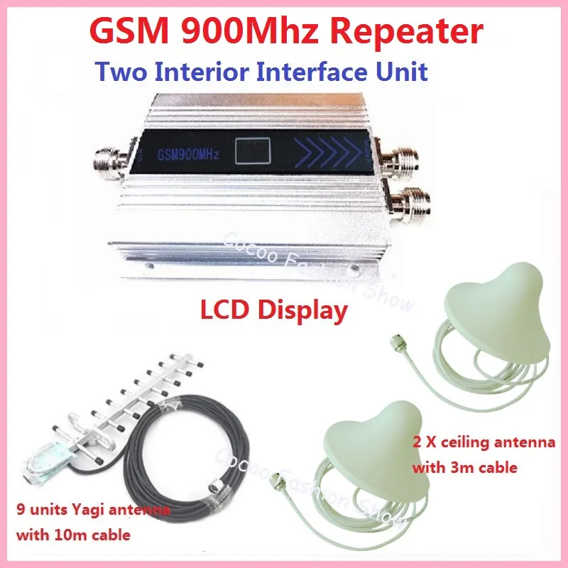 

LCD GSM 900Mhz Mobile Phone Signal Booster Cellular GSM Signal Repeater , Cell Phone Amplifier + Yagi Antenna + ceiling antenna