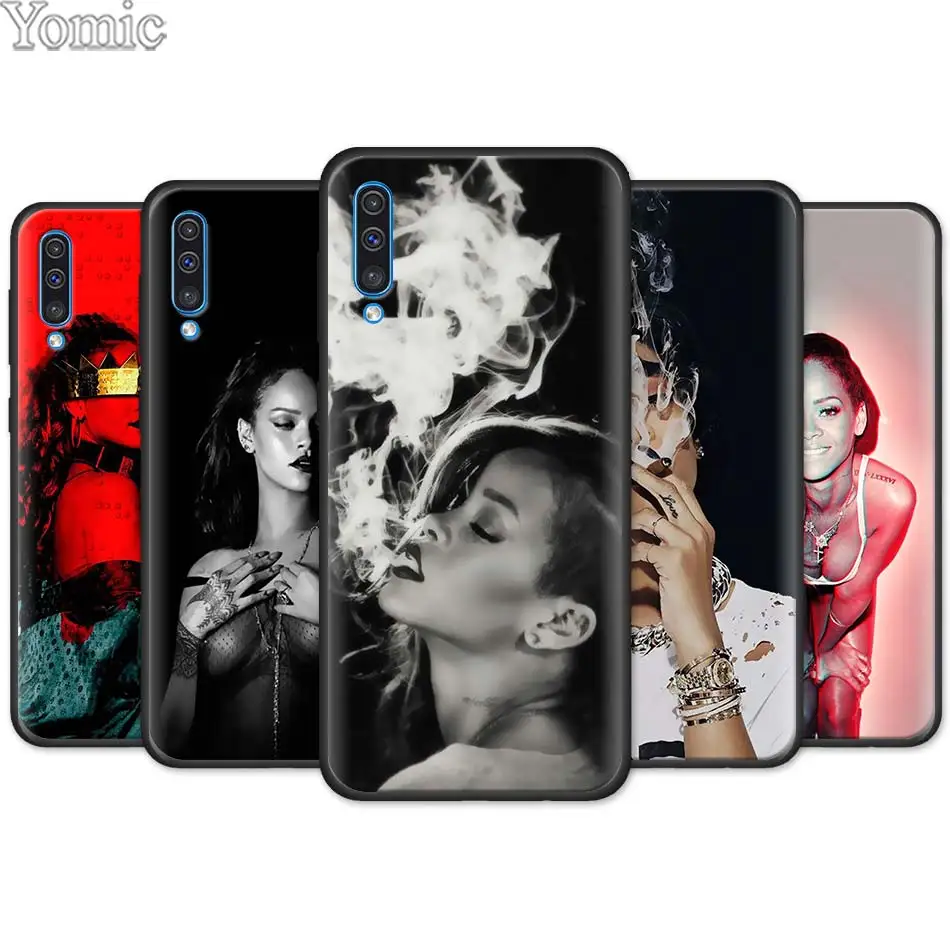 

Rihanna Black Soft Case for Samsung Galaxy M30 M10 M20 A50 A70 A40 A10 A20 A30 A60 Silicone Case Cover