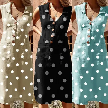 2019 New Women Ladies Casual Shirt Dress Summer Pockets Polka Dot Sleeveless Deep V Neck Button Sundress Holiday
2019 New Women Ladies Casual Shirt Dress Summer Pockets Polka Dot Sleeveless Deep V Neck Button Sundress Holiday