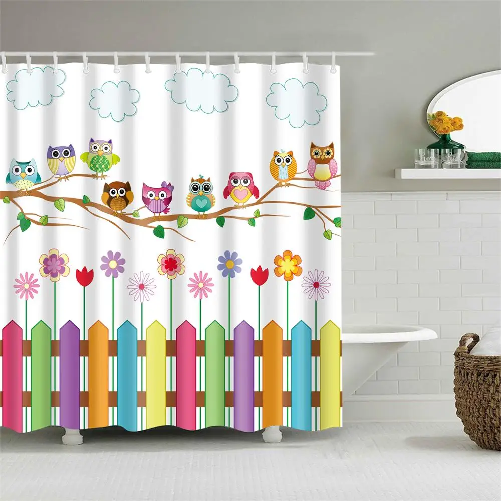 Kids Cartoon Shower Curtain Set Home Decor Owls on a Branch Art Polyester Fabric Bath Curtain with 12 Hooks Shower Curtains
Kids Cartoon Shower Curtain Set Home Decor Owls on a Branch Art Polyester Fabric Bath Curtain with 12 Hooks Shower Curtains