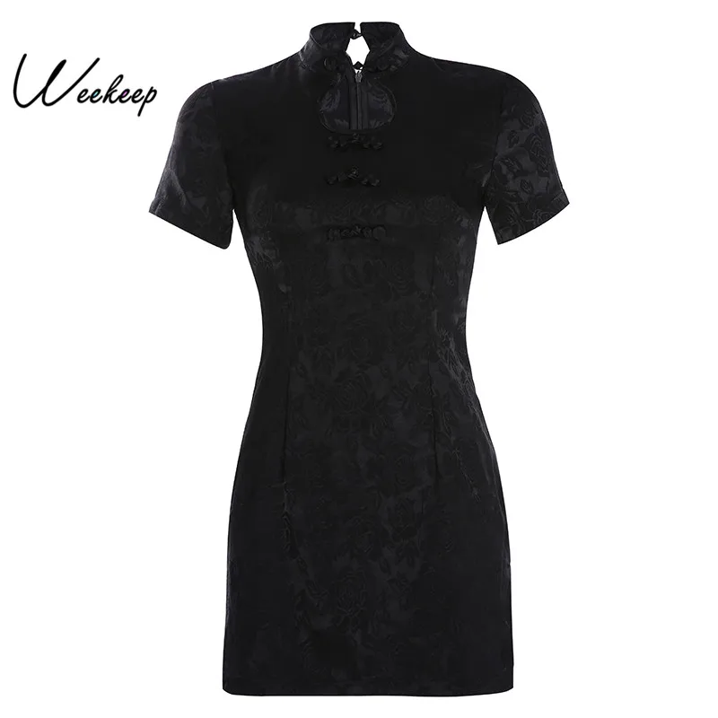Weekeep Sexy O-neck Hollow Out Short Sleeve Dress Women Summer Bodycon Chinese Style Mini Dresses 2019
Weekeep Sexy O-neck Hollow Out Short Sleeve Dress Women Summer Bodycon Chinese Style Mini Dresses 2019