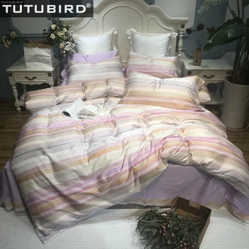 Striped plaid Egyptian cotton bed linen sheets Soft Satin brief simple bedding sets pastoral duvet cover pillowcases bedspreads 
Striped plaid Egyptian cotton bed linen sheets Soft Satin brief simple bedding sets pastoral duvet cover pillowcases bedspreads