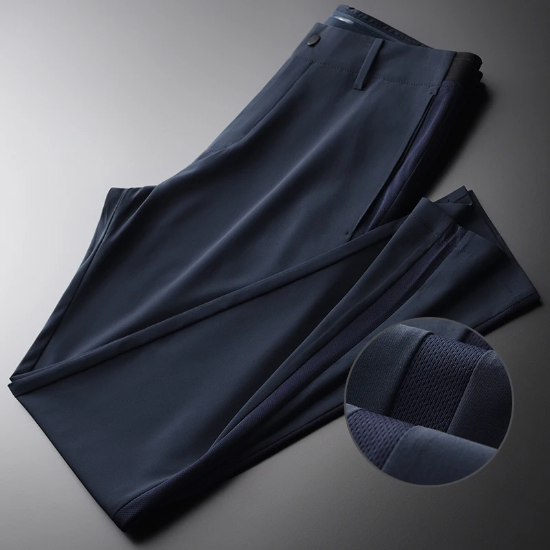 Minglu Summer Mens Pants Luxury Business Fashion Elastic Mens Suit Pants Hight Quality Elastic Waistband Slim Men's Trousers 
Minglu Summer Mens Pants Luxury Business Fashion Elastic Mens Suit Pants Hight Quality Elastic Waistband Slim Men's Trousers