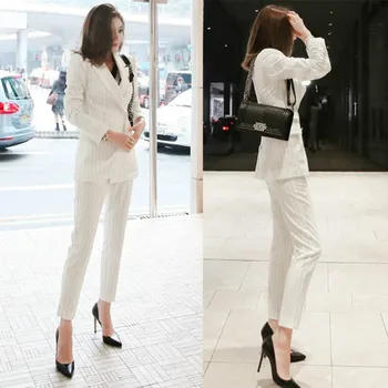 2 piece outfits for women Suit female spring new office lady business OL temperament fashion elegant slim striped suit
2 piece outfits for women Suit female spring new office lady business OL temperament fashion elegant slim striped suit