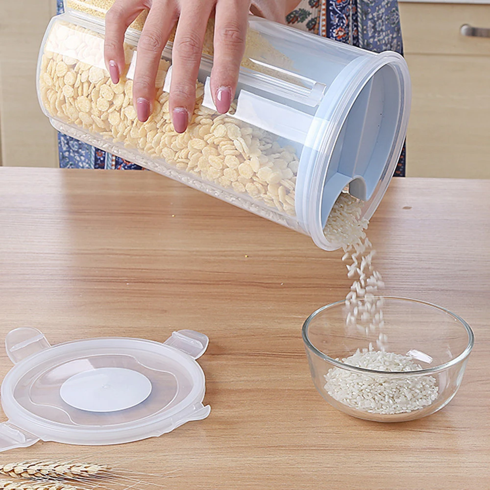 Hot Kitchen Storage Tanks Transparent Sealed Grains Storage Bottles & Jars Plastic Food Container Cereals Snacks Box 4-Girds 
Hot Kitchen Storage Tanks Transparent Sealed Grains Storage Bottles & Jars Plastic Food Container Cereals Snacks Box 4-Girds