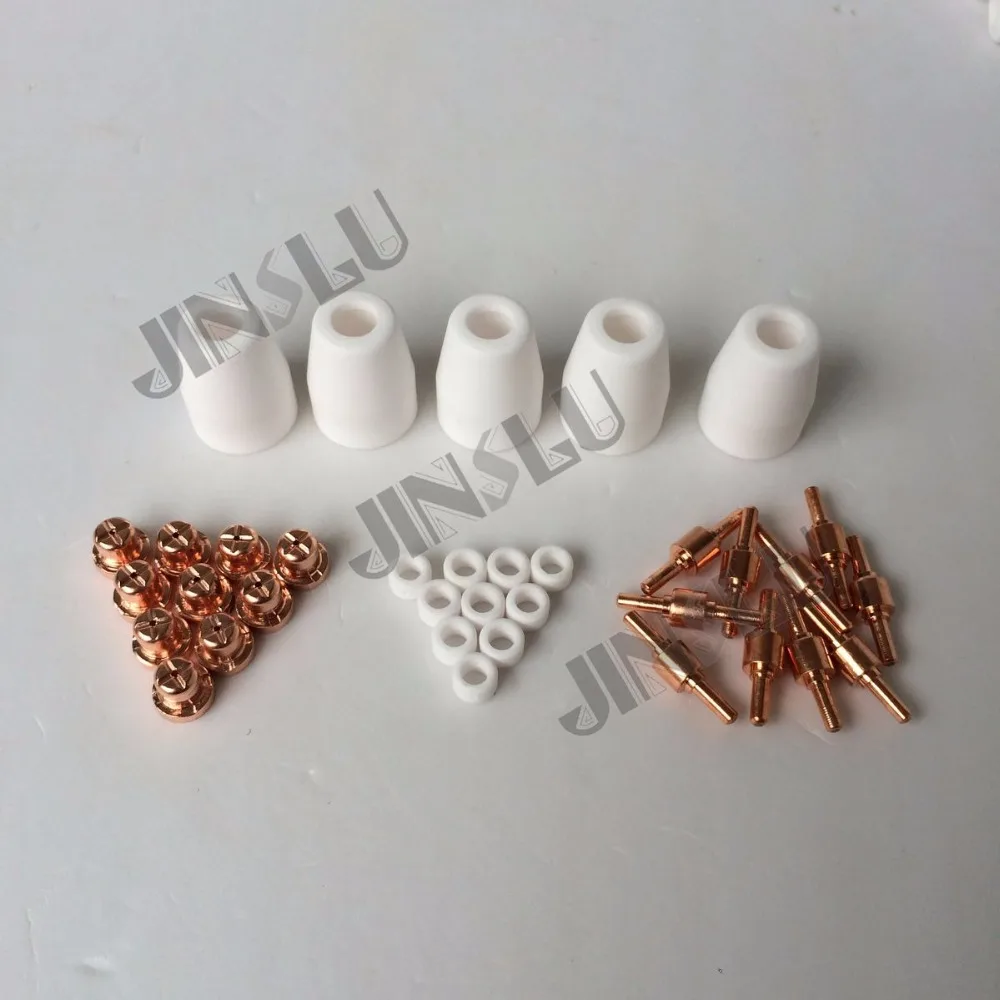 Set of PT-31 Air plasma cutting torch consumable Shield cup 5pcs / Electrde 10pcs/ Tips 10pcs/Gas diffuser 10pcs
Set of PT-31 Air plasma cutting torch consumable Shield cup 5pcs / Electrde 10pcs/ Tips 10pcs/Gas diffuser 10pcs