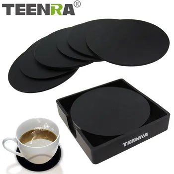TEENRA 6Pcs Non-slip Silicone Drinking Coaster Set Holder Cup Coaster Mat Set Round Coffeee Cup Mat Set Black Tabletop
TEENRA 6Pcs Non-slip Silicone Drinking Coaster Set Holder Cup Coaster Mat Set Round Coffeee Cup Mat Set Black Tabletop