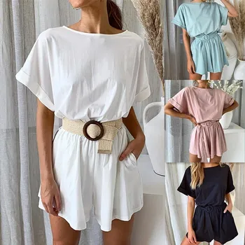 Causal Solid Color Rompers Loose Women Summer Streetwear Playsuit Jumpsuit Ladies Short Overalls With Sashes
Causal Solid Color Rompers Loose Women Summer Streetwear Playsuit Jumpsuit Ladies Short Overalls With Sashes