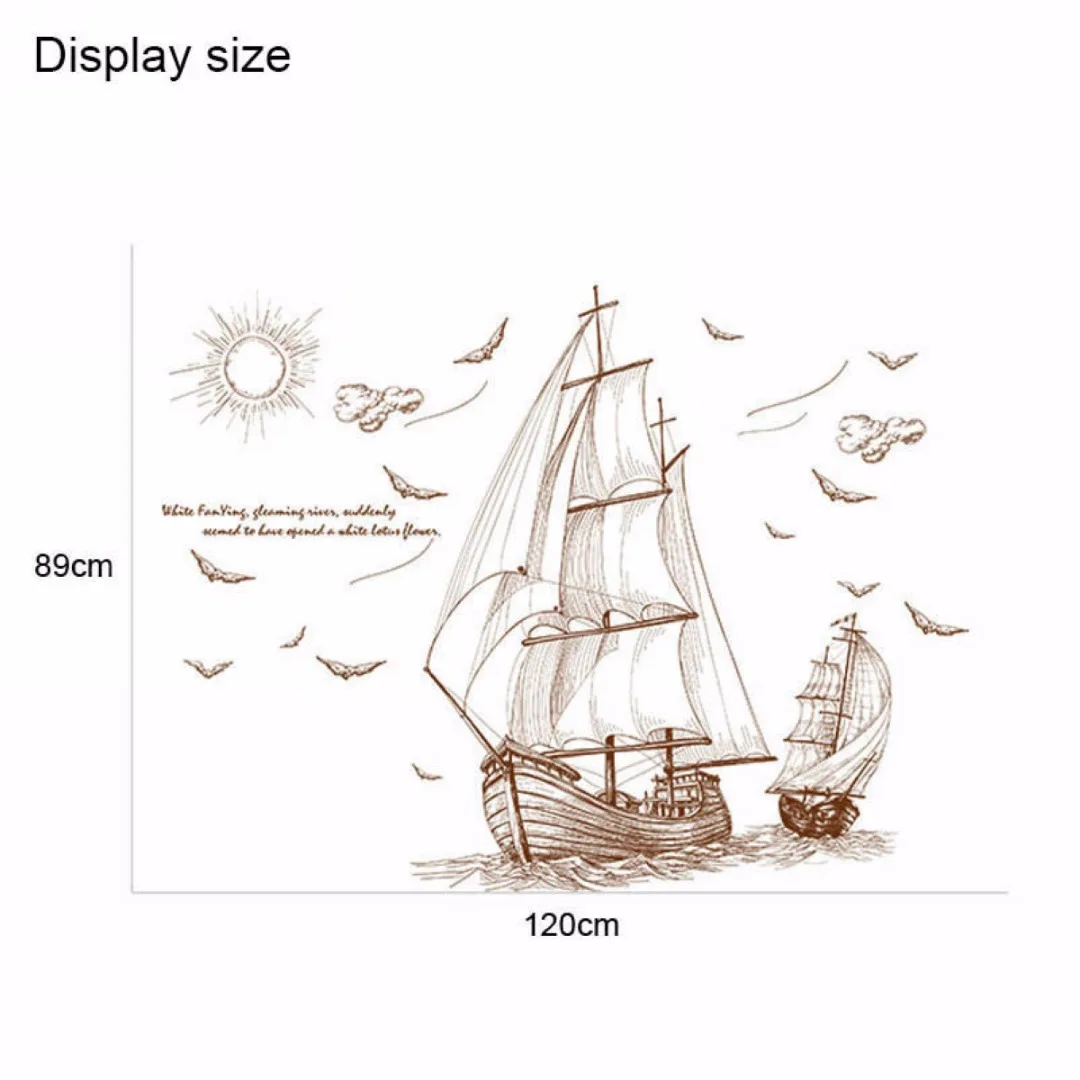 JX-LCLYL  Removable Pirate Ship Sailing Wall Sticker Vinyl PVC Decal DIY Art Home Decor