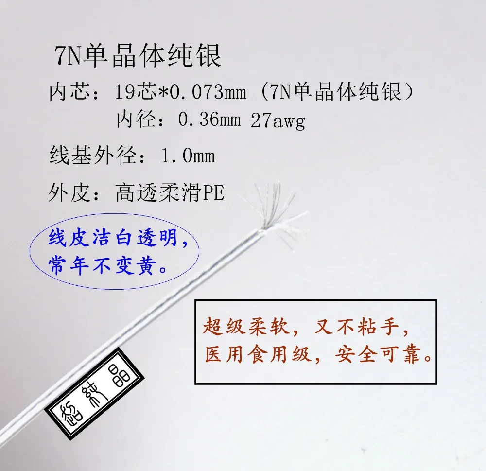 PE soft 7N sterling silver line-based headset upgrade line DIY fever wire pure silver(19 core OD: 1.05mm) 6meters
PE soft 7N sterling silver line-based headset upgrade line DIY fever wire pure silver(19 core OD: 1.05mm) 6meters