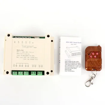 AC 85V-250V with Remote Control 4-Channel 2.4G IoT 10A Wireless WIFI Intelligent Control Switch Self-Locking Relay Module
AC 85V-250V with Remote Control 4-Channel 2.4G IoT 10A Wireless WIFI Intelligent Control Switch Self-Locking Relay Module