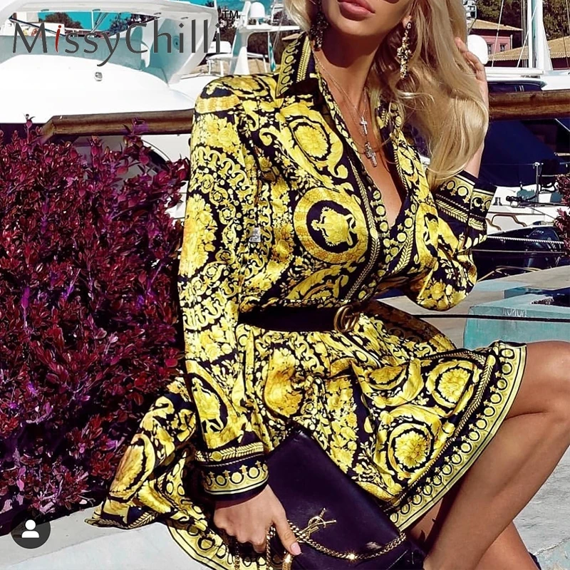 MissyChilli Sexy paisley gold party dress Women autumn short club dress Ladies large size elegant dresses vintage robe Vestidos
MissyChilli Sexy paisley gold party dress Women autumn short club dress Ladies large size elegant dresses vintage robe Vestidos