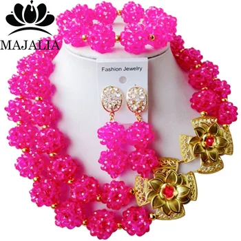 Majalia Fashion Nigerian Wedding African Jewelry Set Hot pink Crystal Bead Necklace Bride Jewelry Sets Free Shipping 2JS094
Majalia Fashion Nigerian Wedding African Jewelry Set Hot pink Crystal Bead Necklace Bride Jewelry Sets Free Shipping 2JS094