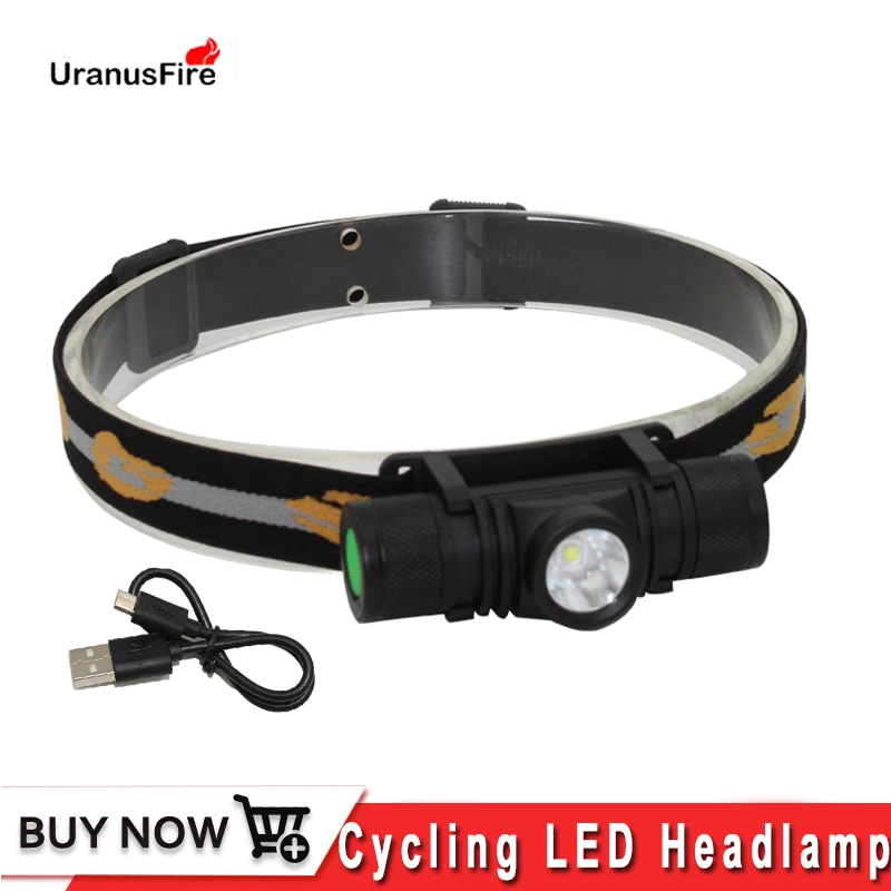 

Uranusfire XM-L2 LED Headlamp USB Rechargeable Headlight Waterproof 4-Mode Dimming Head Torch 18650 battery Cycling Headlight