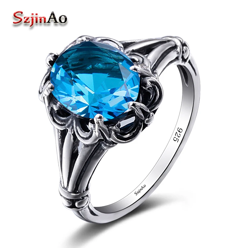 Szjinao 2018 100% Handmade Vintage Wedding Band Rings For Women Oval Cut Dark Blue Topaz Female Engagement Jewelry Wholesale
Szjinao 2018 100% Handmade Vintage Wedding Band Rings For Women Oval Cut Dark Blue Topaz Female Engagement Jewelry Wholesale