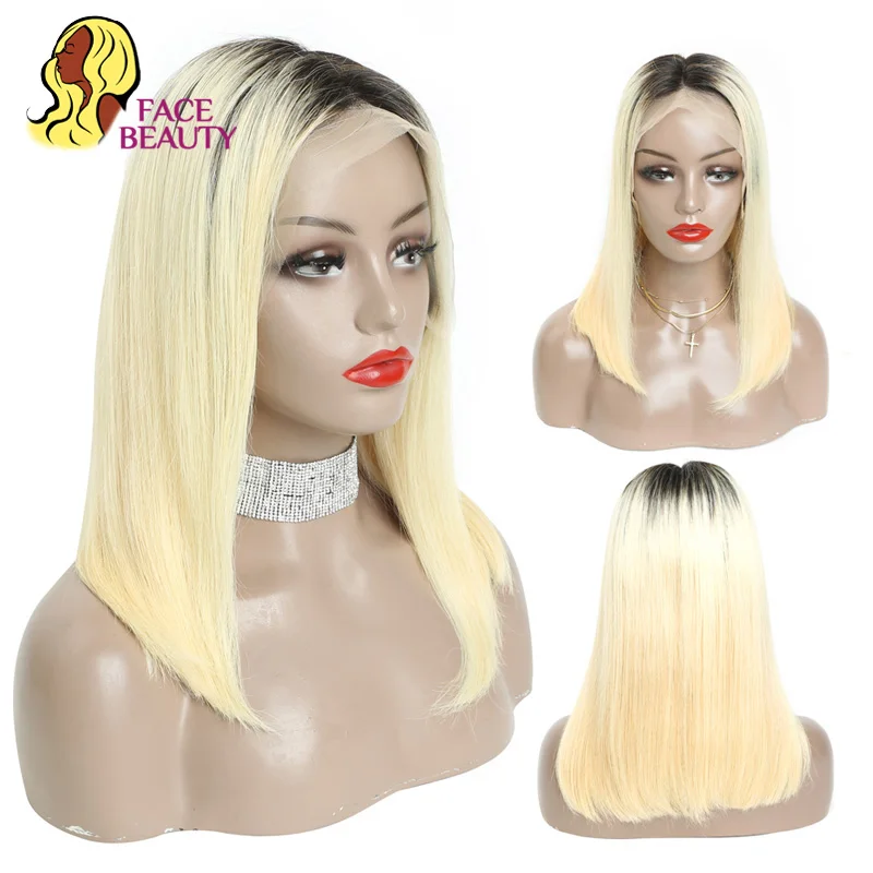 

Facebeauty Blonde 13*6 Indian Lace Front Wigs 150% Density 1B 613 Ombre Glueless Straight Human Indian Hair Wig Free Shipping