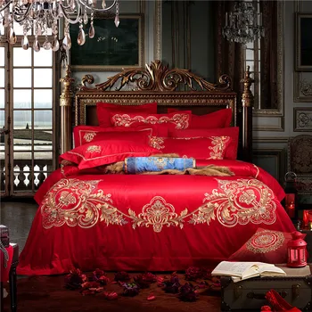 IvaRose 2018 Red Elegant embroidery bedding set king size 9 pieces wedding bed linen set
IvaRose 2018 Red Elegant embroidery bedding set king size 9 pieces wedding bed linen set