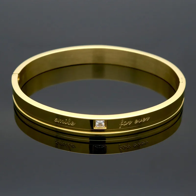 Couple Gold Color Designer Stainless Steel Bangles Crystal Cuff Buckle Love Opening Bracelet For Women Jewelry Pulseiras
Couple Gold Color Designer Stainless Steel Bangles Crystal Cuff Buckle Love Opening Bracelet For Women Jewelry Pulseiras
